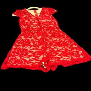 Beautiful red and tan short romper.